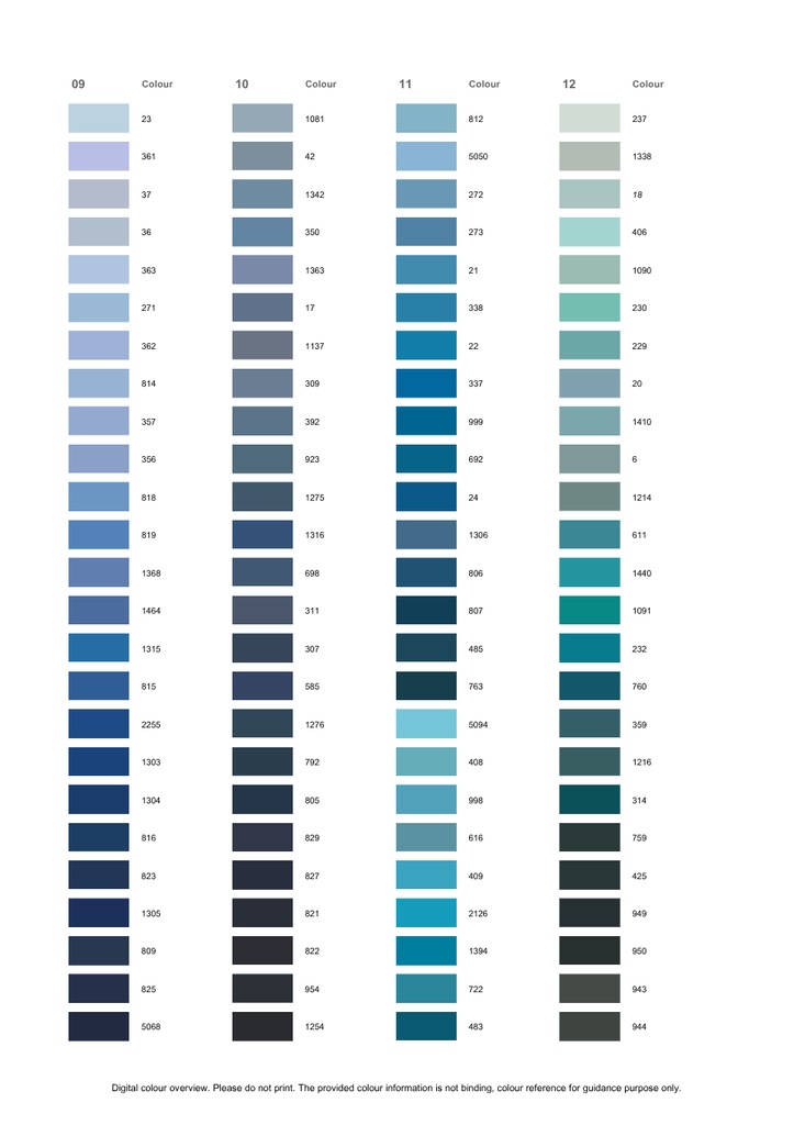 Carta de colores Hilo Saba 50 500m en caja de 10 bobinas