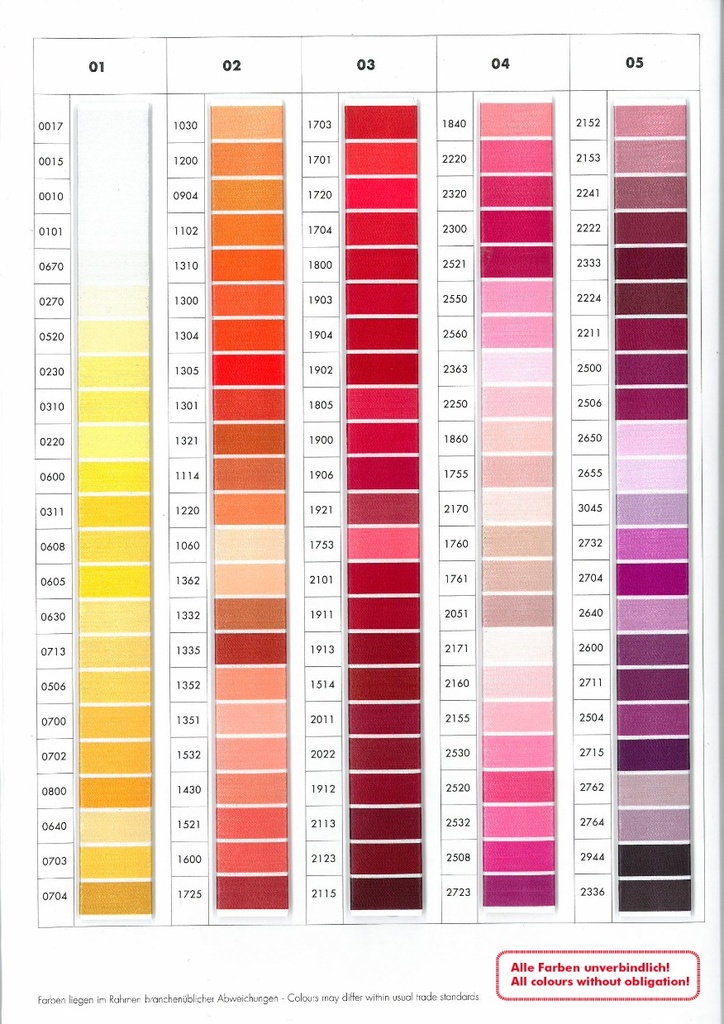 Carta de colores Hilo Isacord 40 5000m