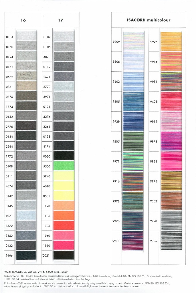 Carta de colores Hilo Isacord 40 5000m
